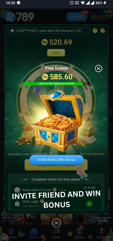 Image show Invite friends and earn commission on their gameplay.