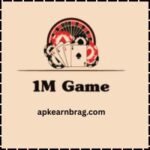 Logo for 1M Game featuring a roulette wheel, playing cards, and the website URL apkearnbrag.com