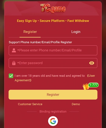 7c game registretion page ss