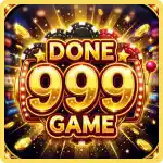 Done 999 Game official logo with golden 999 design and glowing casino style background