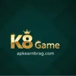 K8 Game official logo with gold text on green background