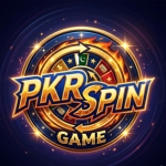 PKRSPIN Game official logo with golden spin wheel design on dark background