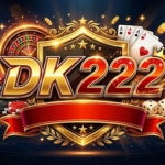 DK222 Game online casino earning app logo with cards and roulette design