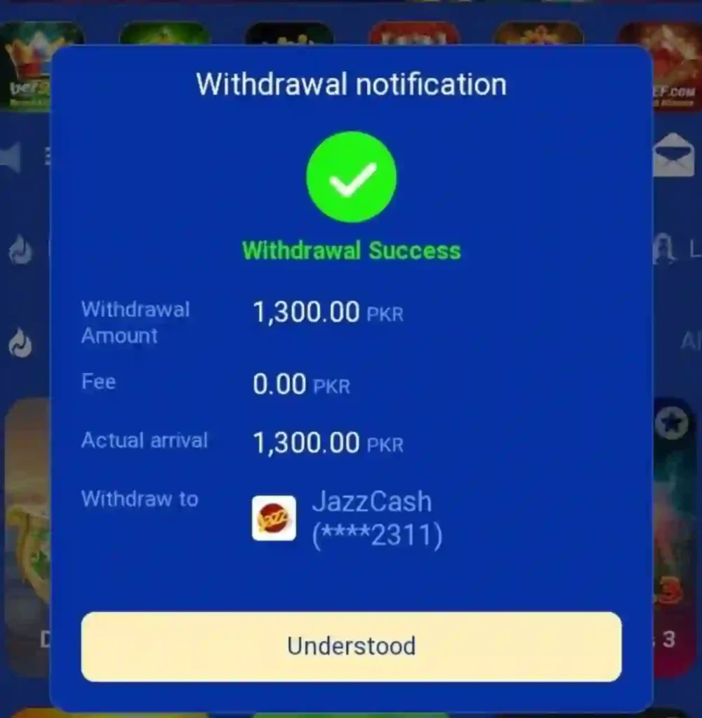 Game withdrawal proof mobile ss 