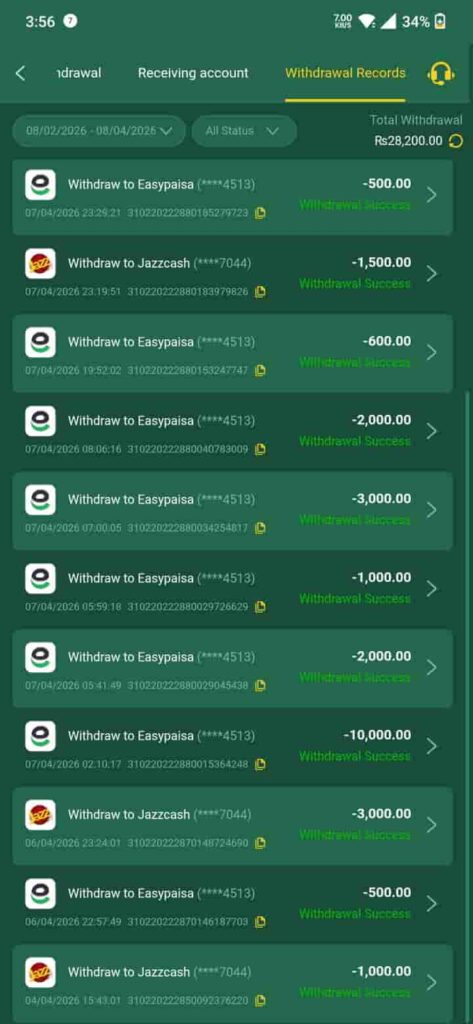 screenshot proof to show that the payment was successful ZH88 Game