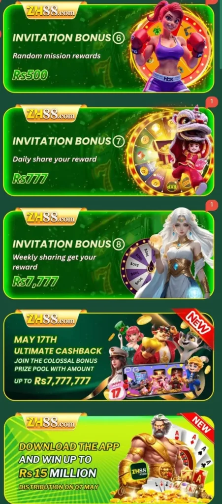 ZH88 Game bonuses page ss